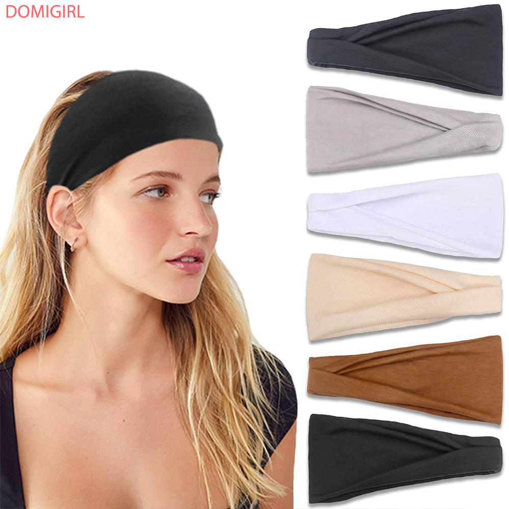 Men'S Yoga Accessories - ใหม่สีทึบผมวงยืดหยุ่นโยคะการออกกําลังกายแถบคาดศีรษะดูดซับเหงื่อผ้าฝ้ายผม Hoop สําหรับผู้หญิงผู้ชายกีฬาอุปกรณ์เสริมผม