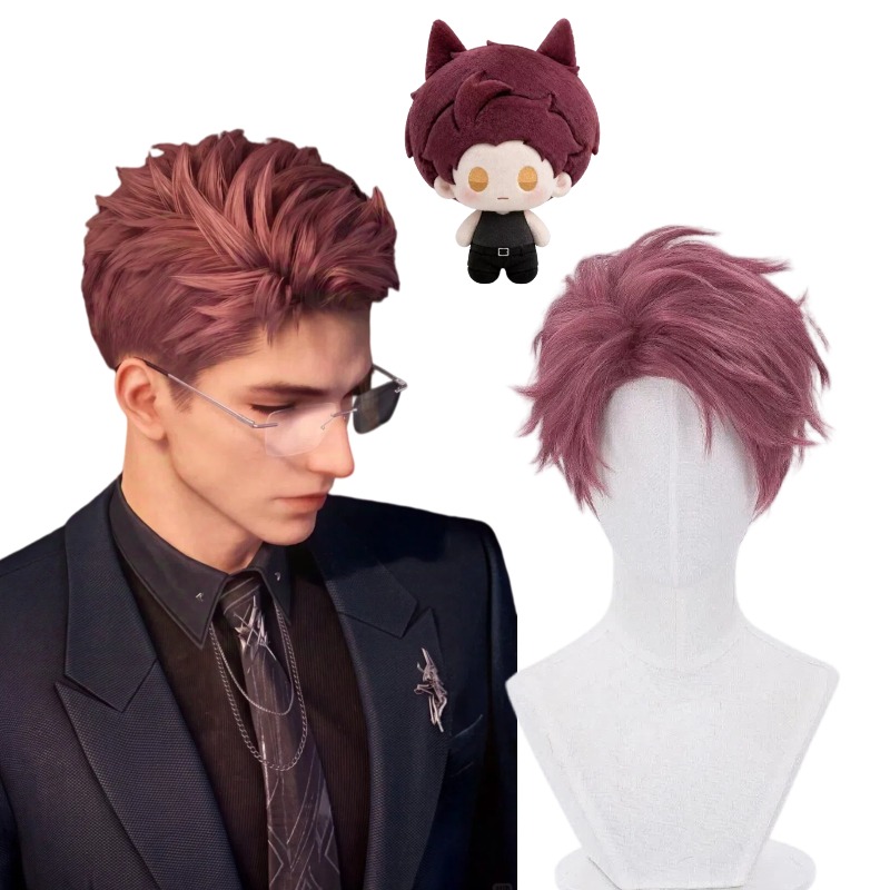 Men Accessories For Suit - วัลโก วิก เกม เลิฟ แอนด์ ดีพสเปซคอสเพลย์ผมสั้นสีแดงวิกผมสังเคราะห์อุปกรณ์ประกอบฉากสำหรับเล่นบทบาทอุปกรณ์เสริมสำหรับผู้ชายธีมปาร์ตี้