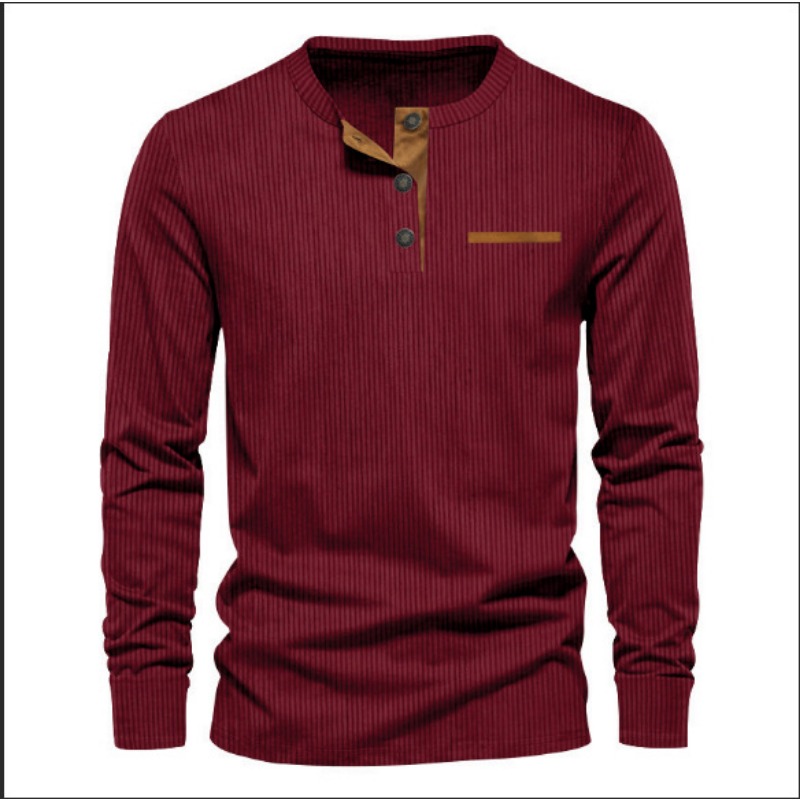 เสื้อยืดแขนยาวคอเฮนลีย์ผ้าลูกฟ - Men Accessories To Wear บทวิจารณ์และราคา